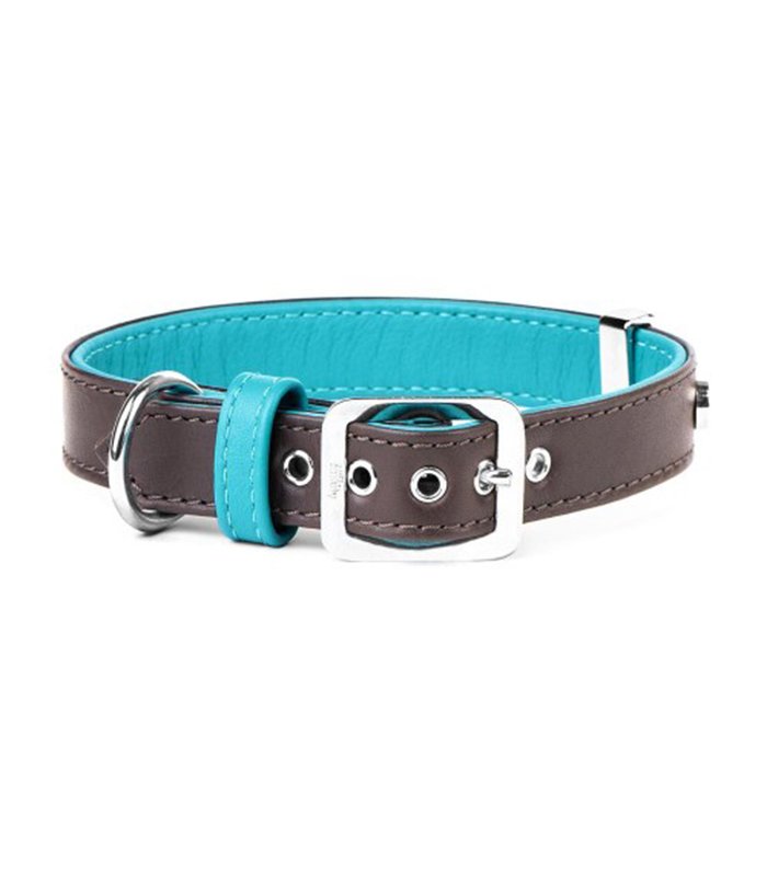 Collar Ml Faux Leather Turquoise White Bronze